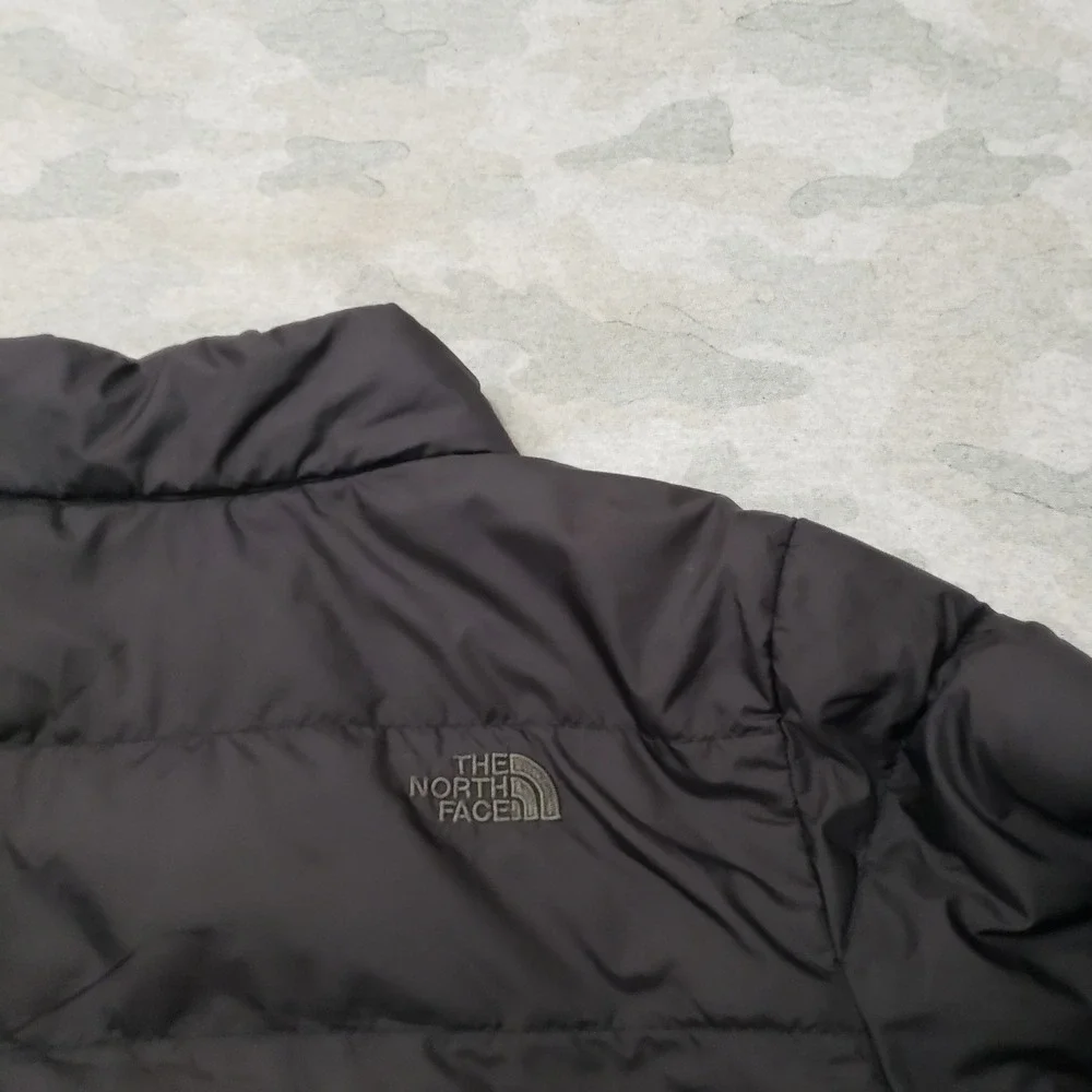 North Face Puffer Jacket Boys Large Black Goose Down 550 Outdoors Hiking Camp